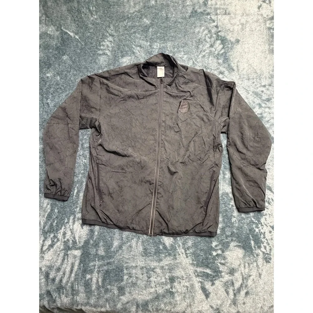 adidas FC Bayern Jacket XL Men's Charcoal Grey Full Zip Soccer Windbreaker